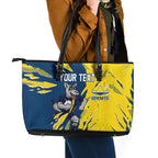 Personalized North Queensland Cowboys Leather Tote Bag Dynamic Lightning Mascot Rugby Australia