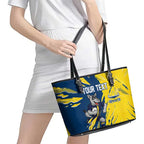 Personalized North Queensland Cowboys Leather Tote Bag Dynamic Lightning Mascot Rugby Australia
