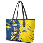 Personalized North Queensland Cowboys Leather Tote Bag Dynamic Lightning Mascot Rugby Australia