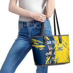 Personalized North Queensland Cowboys Leather Tote Bag Dynamic Lightning Mascot Rugby Australia