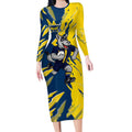 Personalized North Queensland Cowboys Long Sleeve Bodycon Dress Dynamic Lightning Mascot Rugby Australia