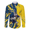 Personalized North Queensland Cowboys Long Sleeve Button Shirt Dynamic Lightning Mascot Rugby Australia