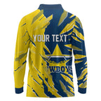 Personalized North Queensland Cowboys Long Sleeve Polo Shirt Dynamic Lightning Mascot Rugby Australia