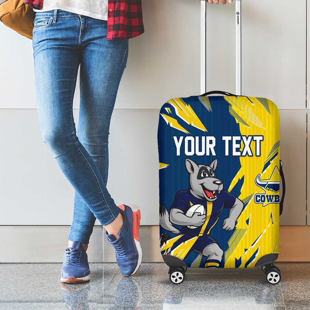 Personalized North Queensland Cowboys Luggage Cover Dynamic Lightning Mascot Rugby Australia