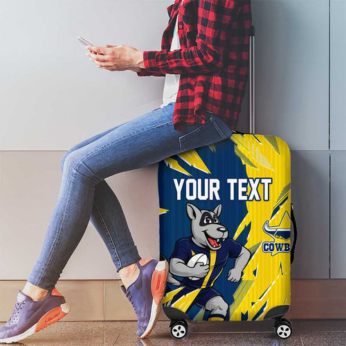 Personalized North Queensland Cowboys Luggage Cover Dynamic Lightning Mascot Rugby Australia