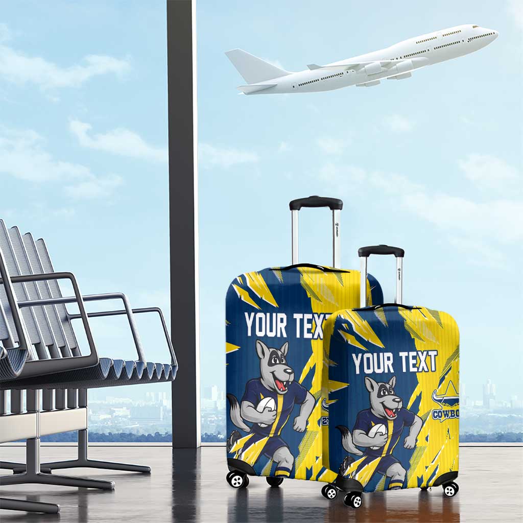 Personalized North Queensland Cowboys Luggage Cover Dynamic Lightning Mascot Rugby Australia