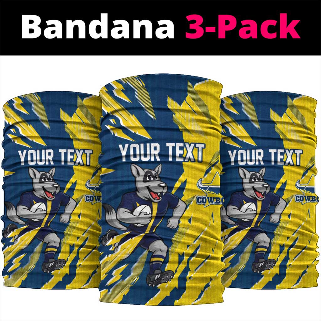 Personalized North Queensland Cowboys Neck Gaiter Dynamic Lightning Mascot Rugby Australia
