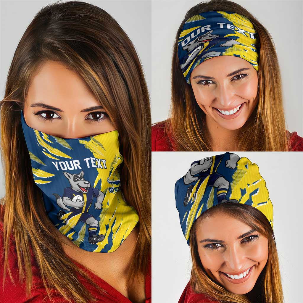 Personalized North Queensland Cowboys Neck Gaiter Dynamic Lightning Mascot Rugby Australia