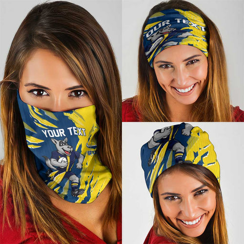 Personalized North Queensland Cowboys Neck Gaiter Dynamic Lightning Mascot Rugby Australia
