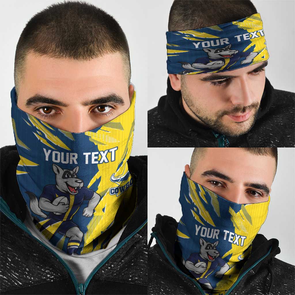 Personalized North Queensland Cowboys Neck Gaiter Dynamic Lightning Mascot Rugby Australia