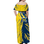 Personalized North Queensland Cowboys Off Shoulder Maxi Dress Dynamic Lightning Mascot Rugby Australia