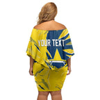 Personalized North Queensland Cowboys Off Shoulder Short Dress Dynamic Lightning Mascot Rugby Australia