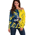Personalized North Queensland Cowboys Off Shoulder Sweater Dynamic Lightning Mascot Rugby Australia