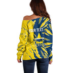 Personalized North Queensland Cowboys Off Shoulder Sweater Dynamic Lightning Mascot Rugby Australia