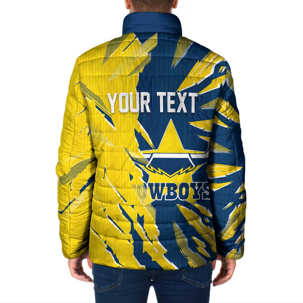 Personalized North Queensland Cowboys Padded Jacket Dynamic Lightning Mascot Rugby Australia