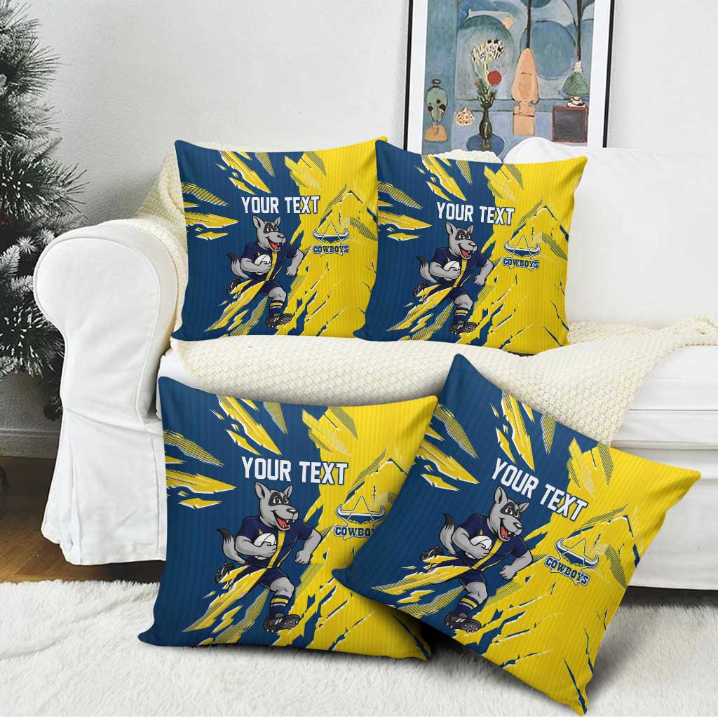 Personalized North Queensland Cowboys Pillow Cover Dynamic Lightning Mascot Rugby Australia