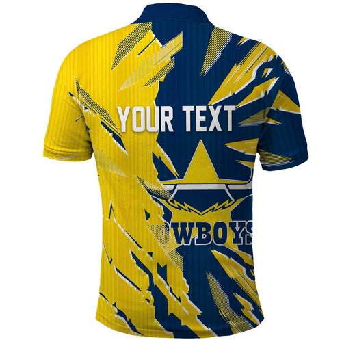 Personalized North Queensland Cowboys Polo Shirt Dynamic Lightning Mascot Rugby Australia