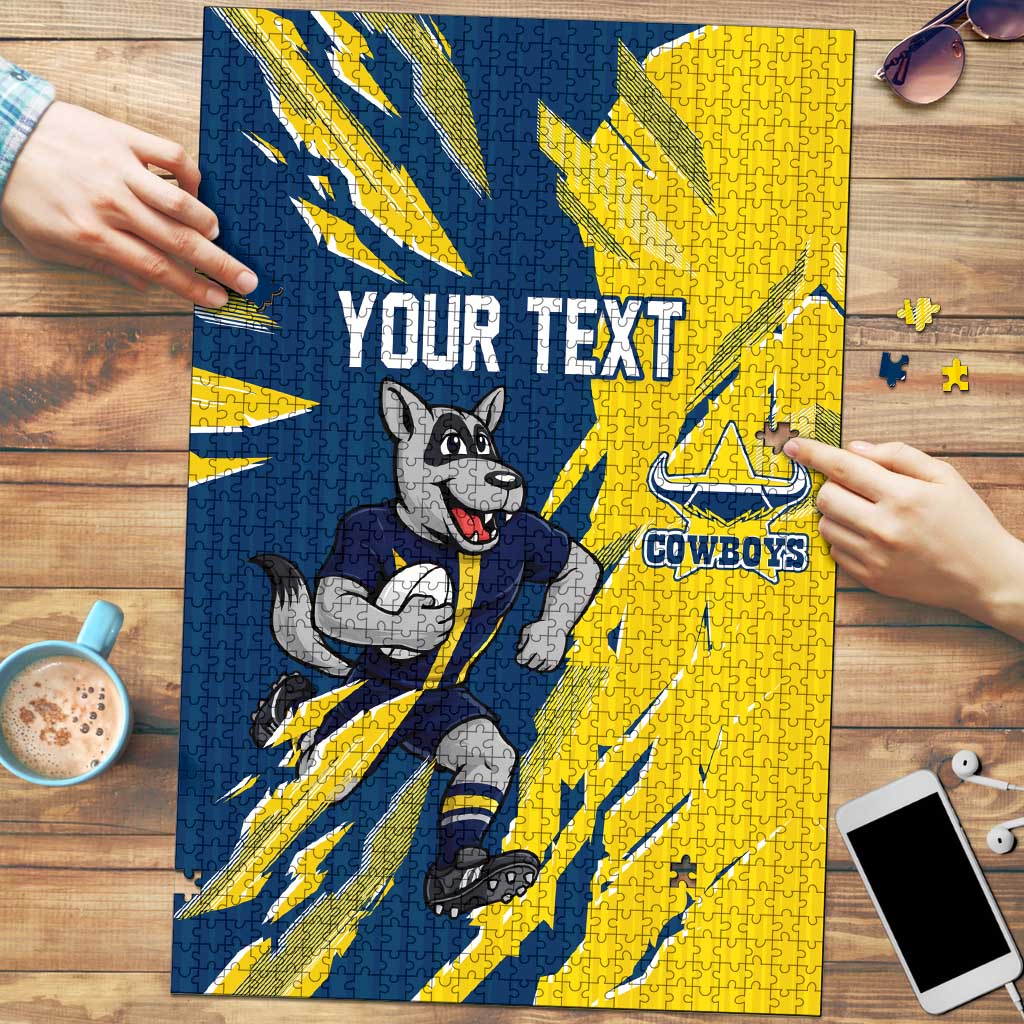 Personalized North Queensland Cowboys Puzzle Dynamic Lightning Mascot Rugby Australia