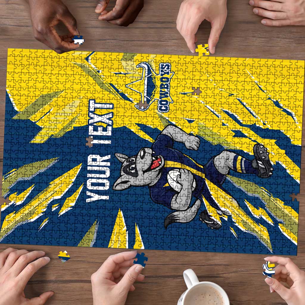 Personalized North Queensland Cowboys Puzzle Dynamic Lightning Mascot Rugby Australia