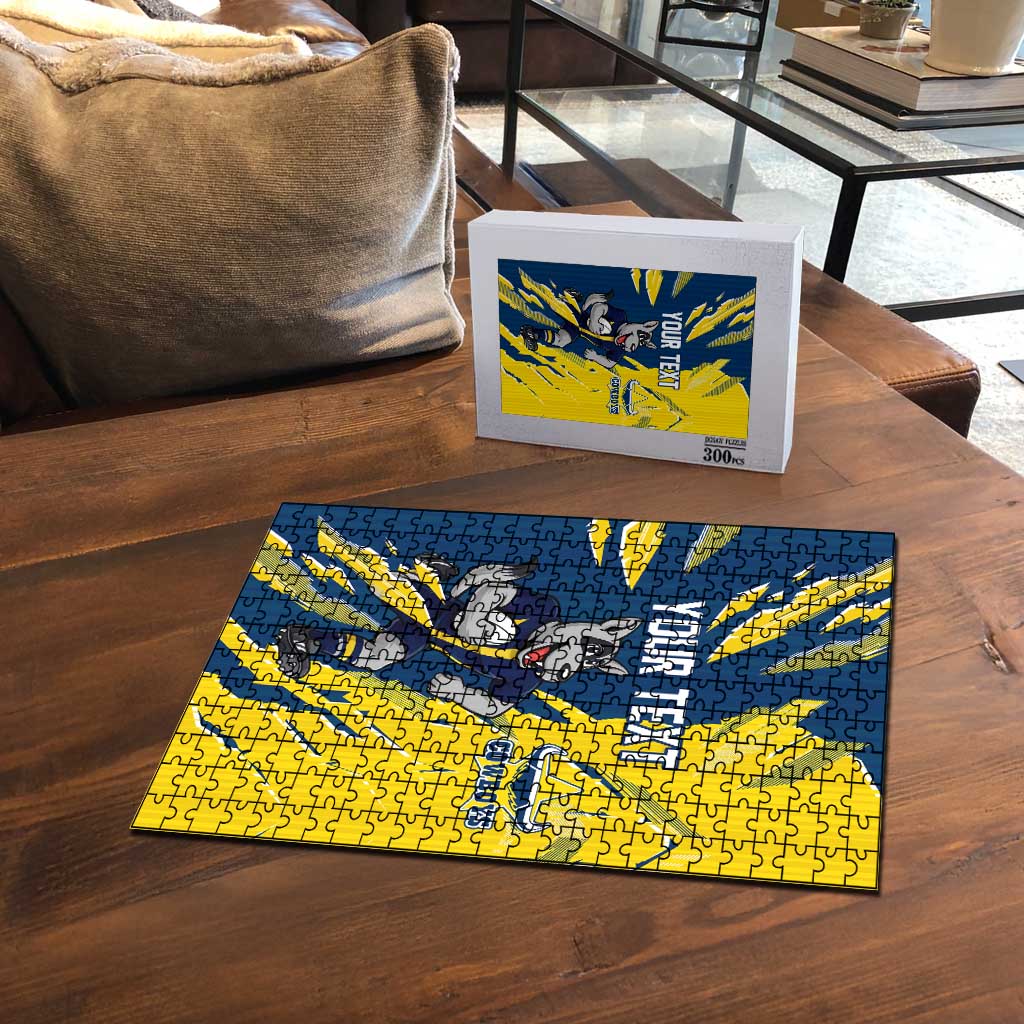 Personalized North Queensland Cowboys Puzzle Dynamic Lightning Mascot Rugby Australia