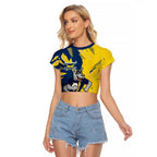 Personalized North Queensland Cowboys Raglan Cropped T Shirt Dynamic Lightning Mascot Rugby Australia
