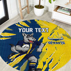 Personalized North Queensland Cowboys Round Carpet Dynamic Lightning Mascot Rugby Australia