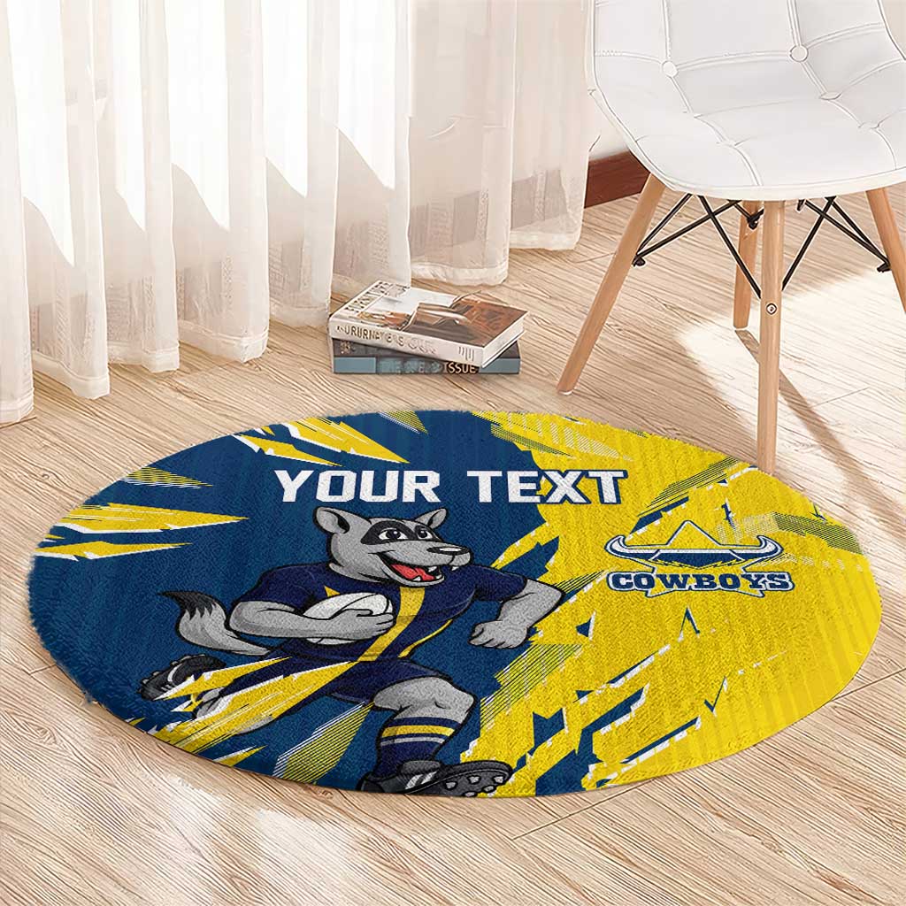 Personalized North Queensland Cowboys Round Carpet Dynamic Lightning Mascot Rugby Australia