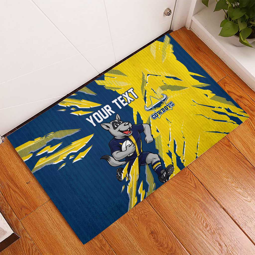 Personalized North Queensland Cowboys Rubber Doormat Dynamic Lightning Mascot Rugby Australia
