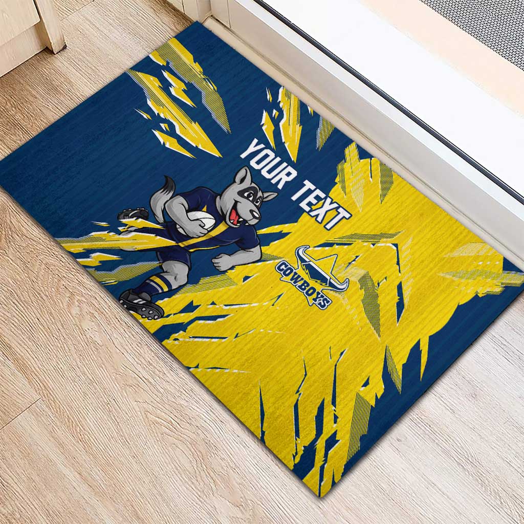 Personalized North Queensland Cowboys Rubber Doormat Dynamic Lightning Mascot Rugby Australia