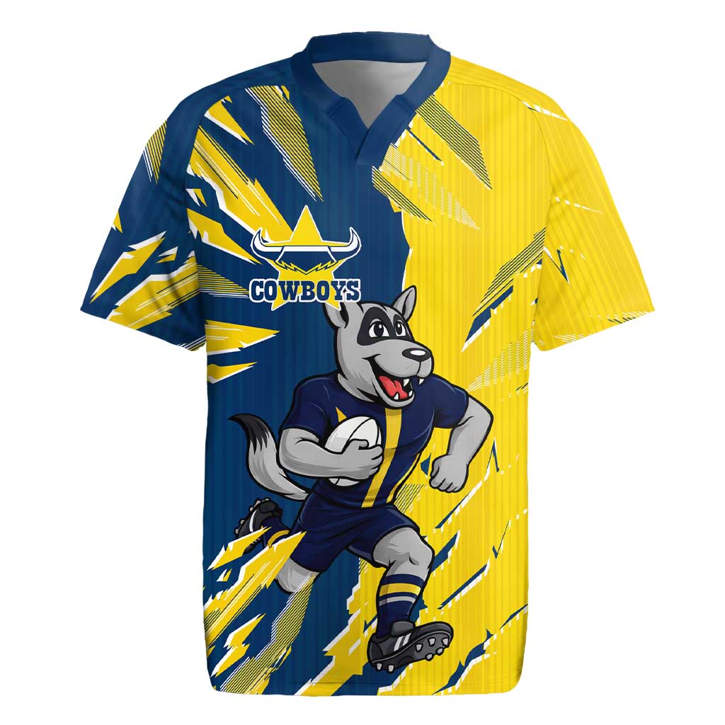 Personalized North Queensland Cowboys Rugby Jersey Dynamic Lightning Mascot Rugby Australia