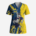Personalized North Queensland Cowboys Scrub Top Dynamic Lightning Mascot Rugby Australia