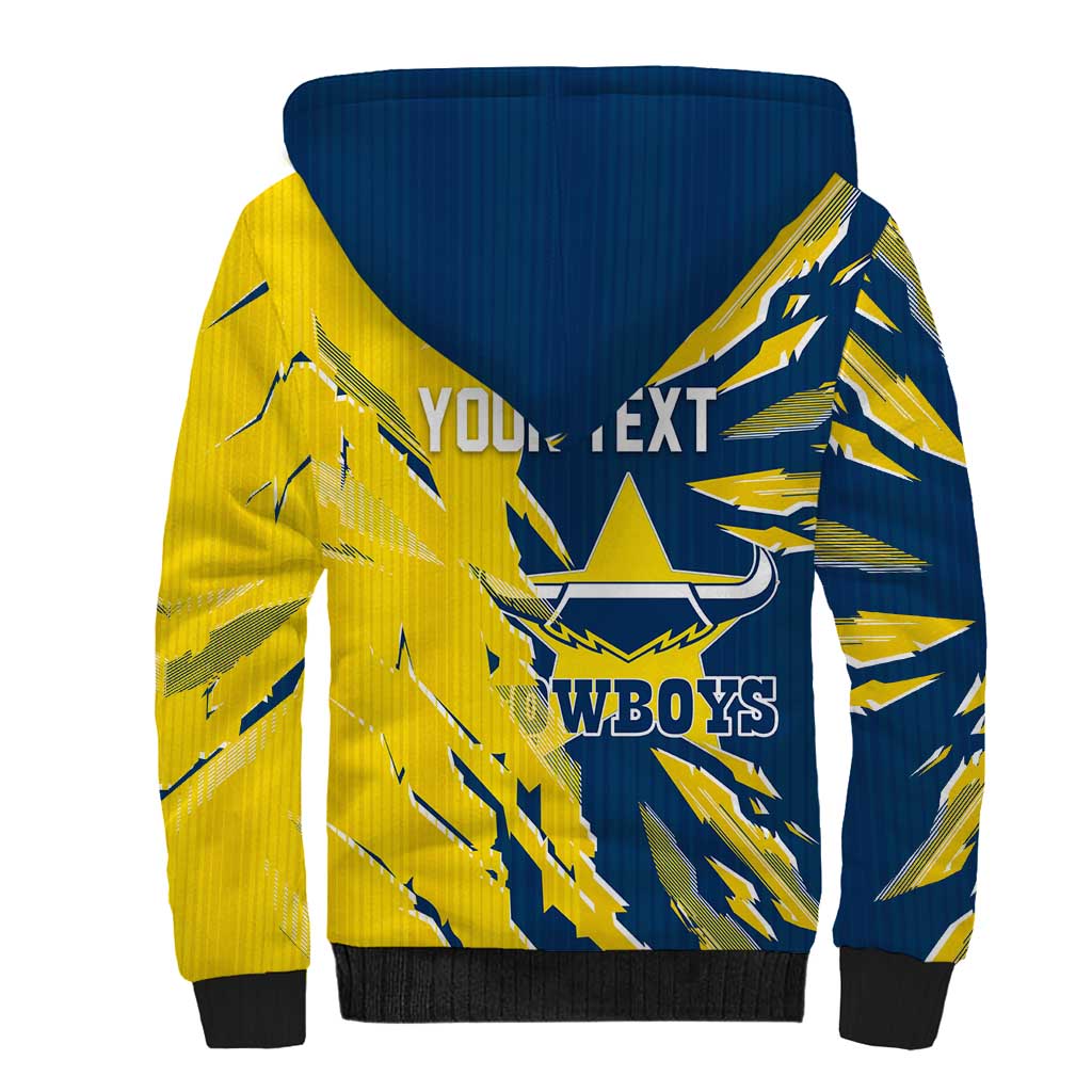 Personalized North Queensland Cowboys Sherpa Hoodie Dynamic Lightning Mascot Rugby Australia