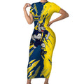 Personalized North Queensland Cowboys Short Sleeve Bodycon Dress Dynamic Lightning Mascot Rugby Australia