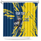 Personalized North Queensland Cowboys Shower Curtain Dynamic Lightning Mascot Rugby Australia