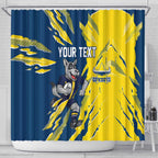 Personalized North Queensland Cowboys Shower Curtain Dynamic Lightning Mascot Rugby Australia