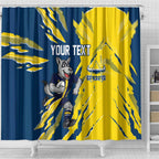 Personalized North Queensland Cowboys Shower Curtain Dynamic Lightning Mascot Rugby Australia
