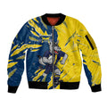 Personalized North Queensland Cowboys Sleeve Zip Bomber Jacket Dynamic Lightning Mascot Rugby Australia