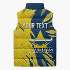 Personalized North Queensland Cowboys Sleeveless Puffer Jacket Dynamic Lightning Mascot Rugby Australia