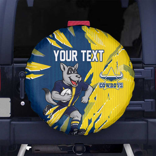 Personalized North Queensland Cowboys Spare Tire Cover Dynamic Lightning Mascot Rugby Australia