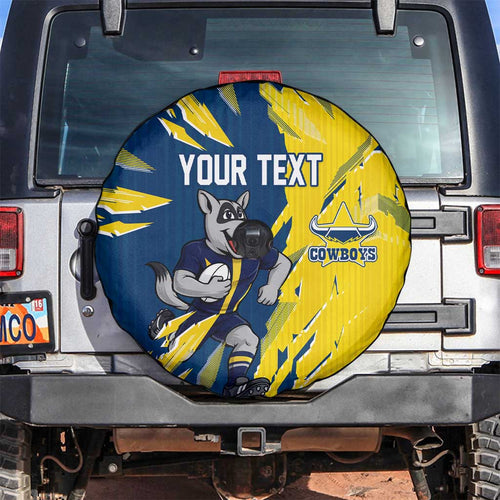 Personalized North Queensland Cowboys Spare Tire Cover Dynamic Lightning Mascot Rugby Australia