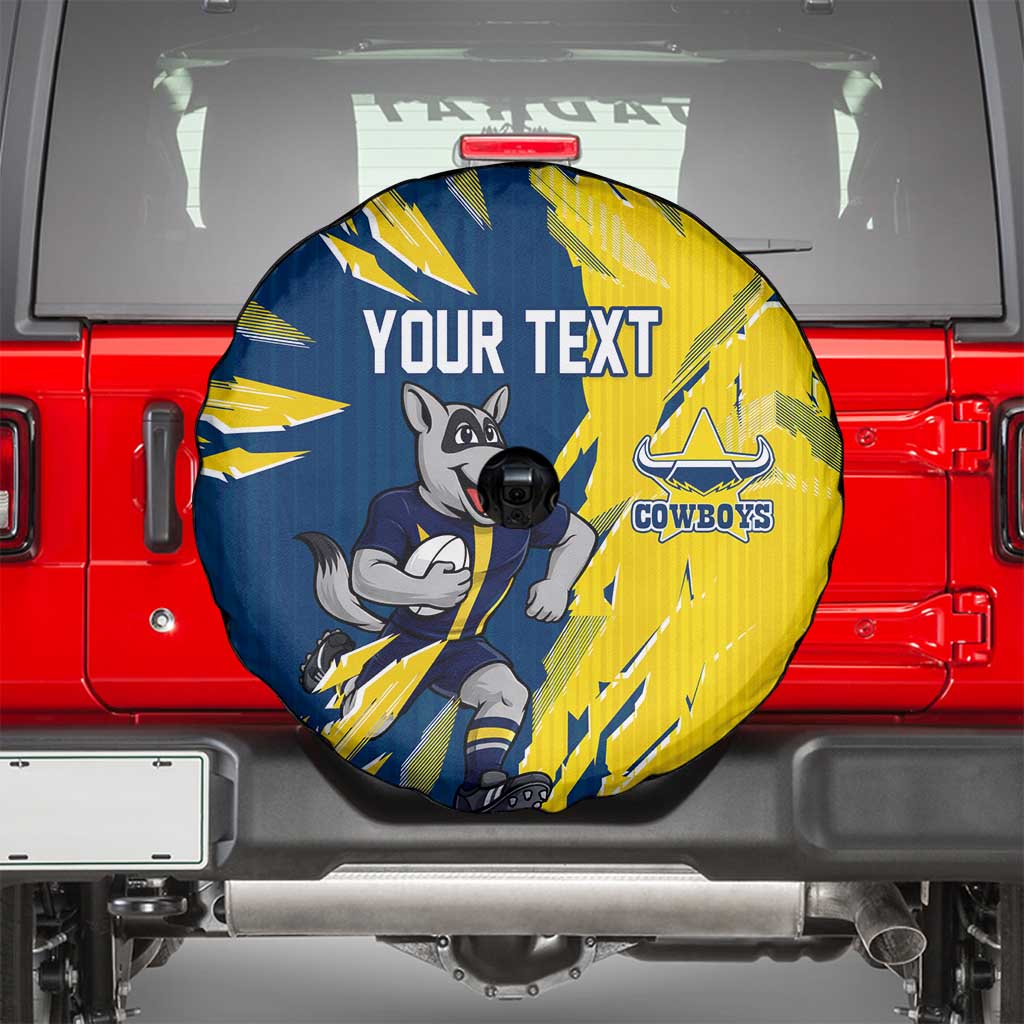 Personalized North Queensland Cowboys Spare Tire Cover Dynamic Lightning Mascot Rugby Australia