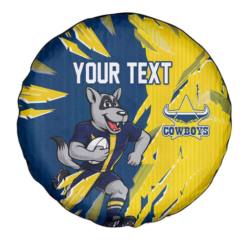 Personalized North Queensland Cowboys Spare Tire Cover Dynamic Lightning Mascot Rugby Australia