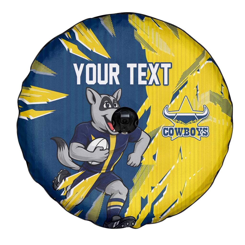 Personalized North Queensland Cowboys Spare Tire Cover Dynamic Lightning Mascot Rugby Australia