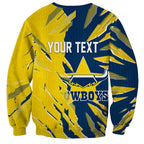 Personalized North Queensland Cowboys Sweatshirt Dynamic Lightning Mascot Rugby Australia
