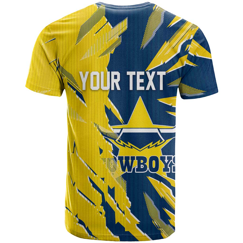 Personalized North Queensland Cowboys T Shirt Dynamic Lightning Mascot Rugby Australia