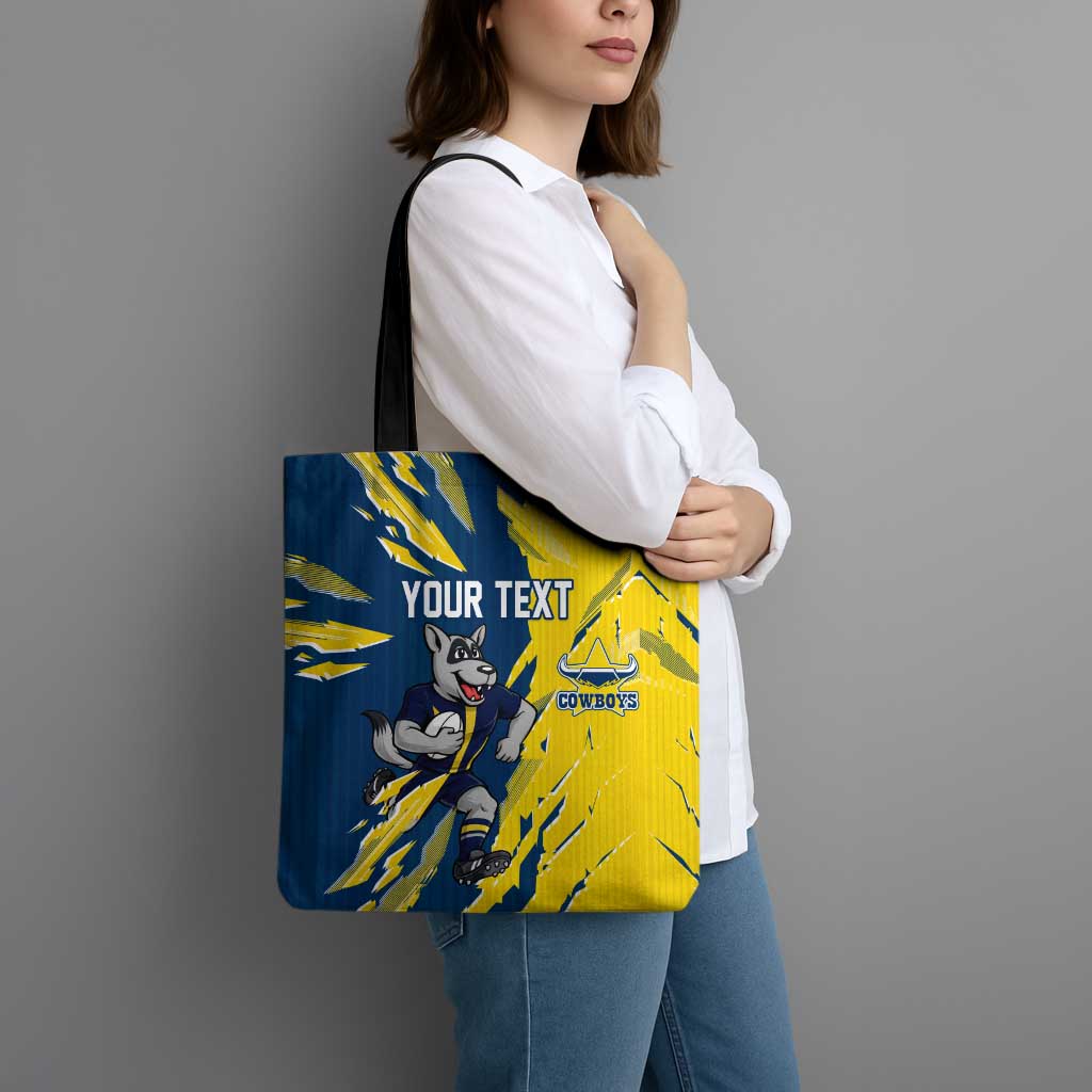 Personalized North Queensland Cowboys Tote Bag Dynamic Lightning Mascot Rugby Australia