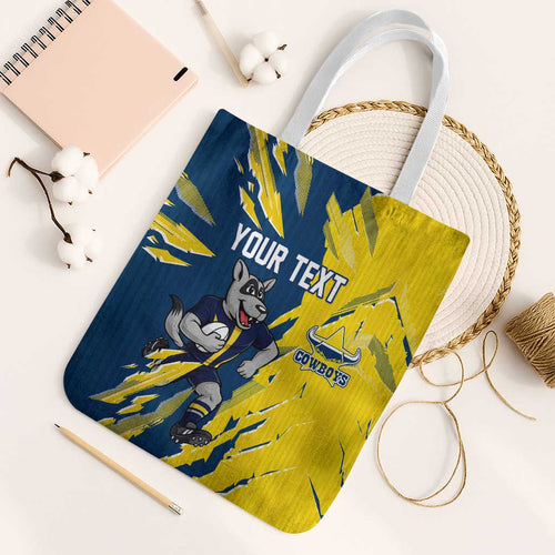 Personalized North Queensland Cowboys Tote Bag Dynamic Lightning Mascot Rugby Australia