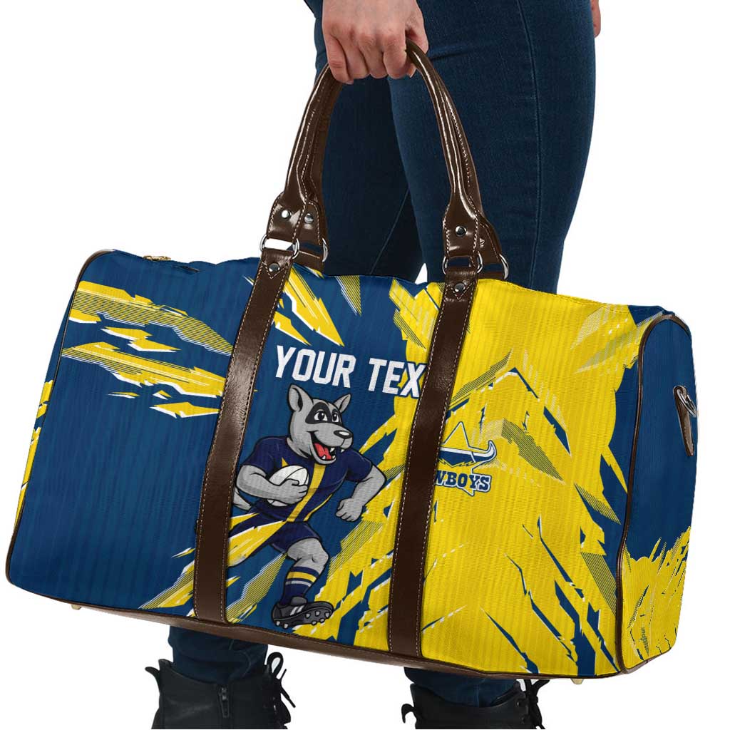 Personalized North Queensland Cowboys Travel Bag Dynamic Lightning Mascot Rugby Australia