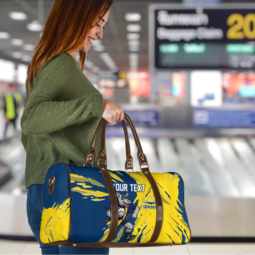 Personalized North Queensland Cowboys Travel Bag Dynamic Lightning Mascot Rugby Australia