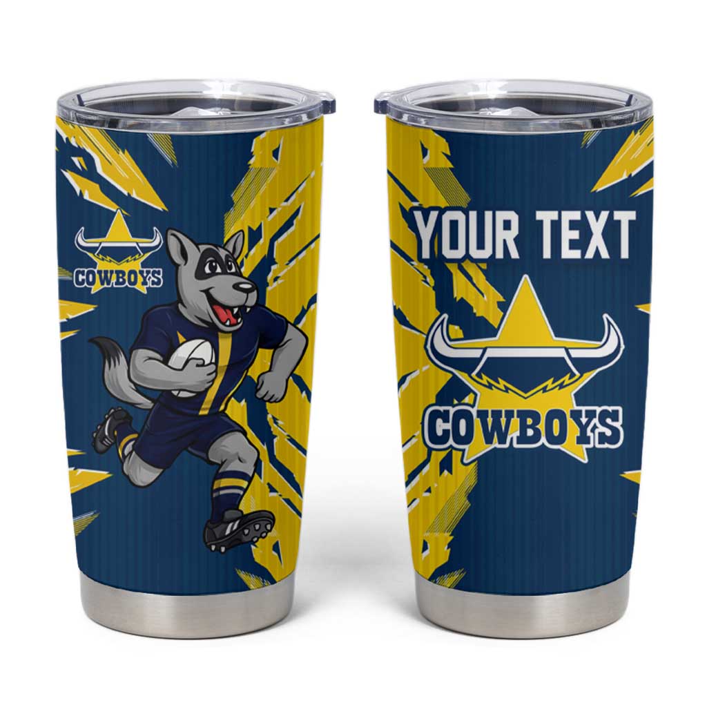 Personalized North Queensland Cowboys Tumbler Cup Dynamic Lightning Mascot Rugby Australia